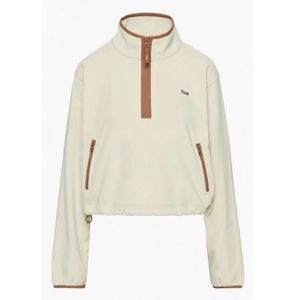 Aritzia Tna Sno Polar 1/4 Zip Pullover Fleece Cream Brown Size Small